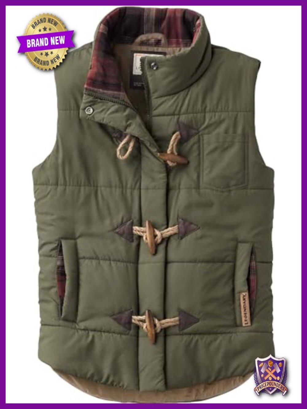 Legendary Whitetails Womens Quilted Toggle Puffer Vest Suede Lined Sleeveless